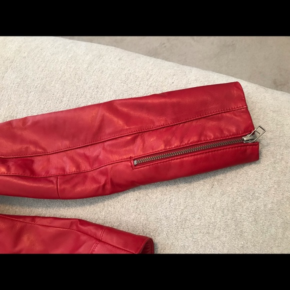 Danier | Red Italian Leather Jacket  XS ~ NWOT - Picture 7 of 15